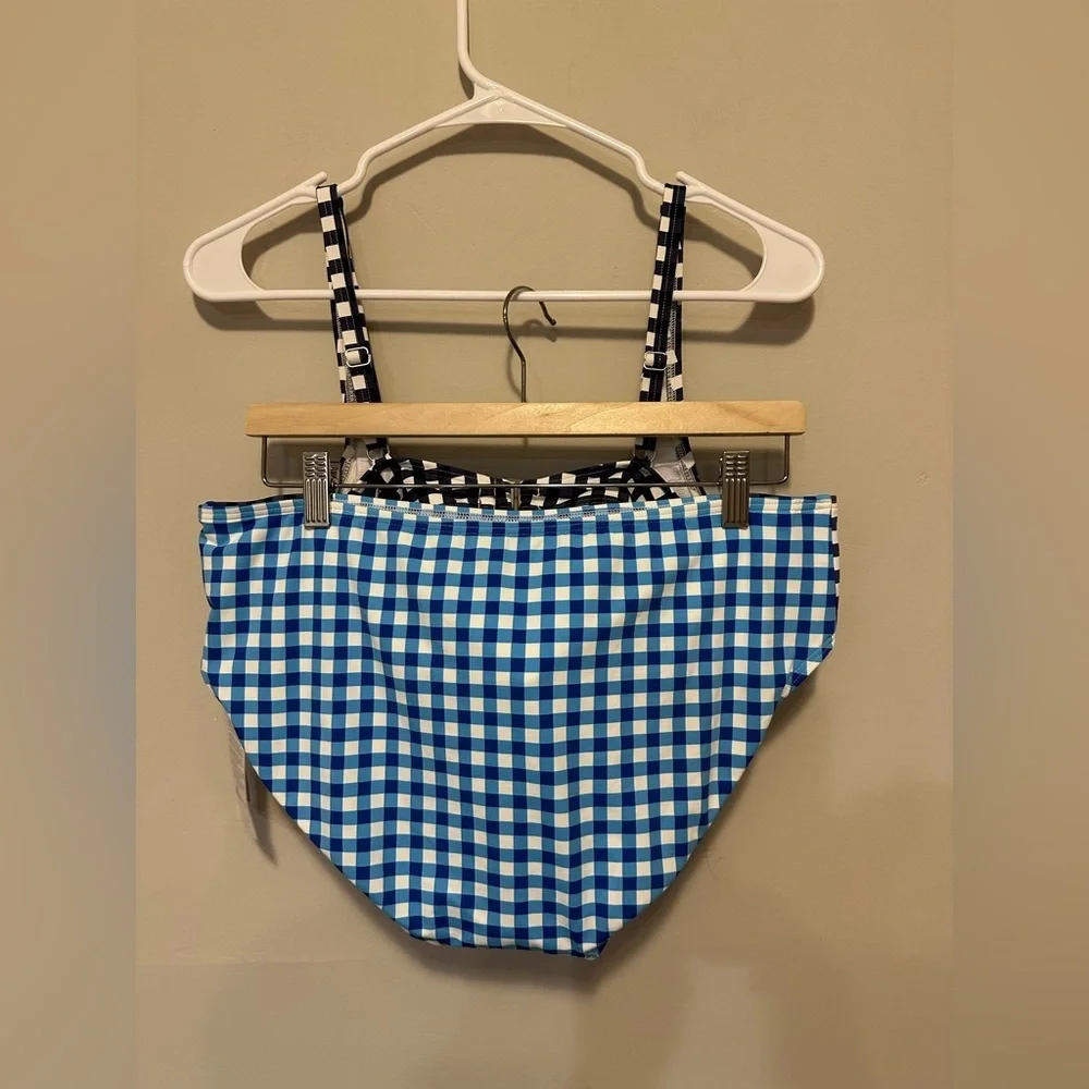 NWT Draper James x Lands' End Blue Gingham Swim Set Size 14 - Picture 5 of 13